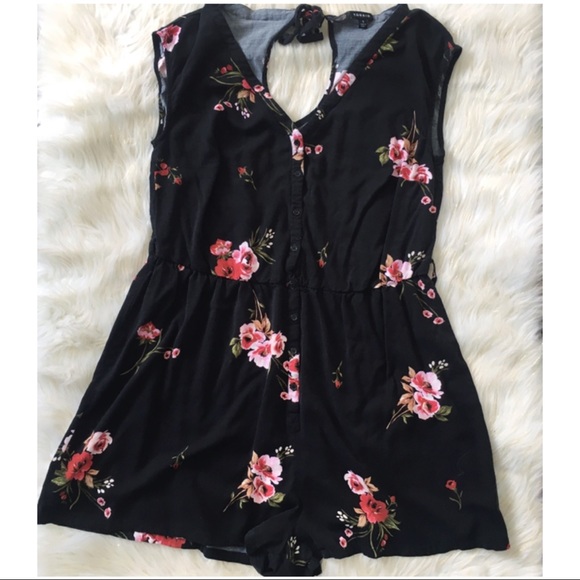 torrid Pants - Torrid Black Floral Keyhole Romper